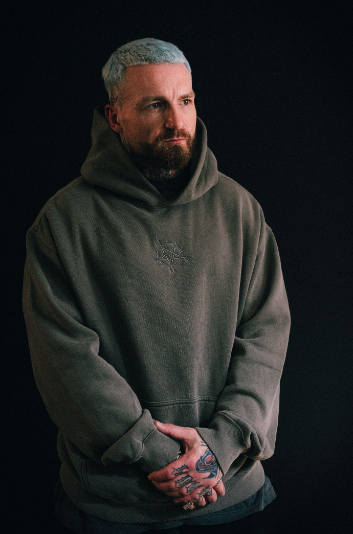 SLAM FADED GREY EMBROIDERED HOODIE