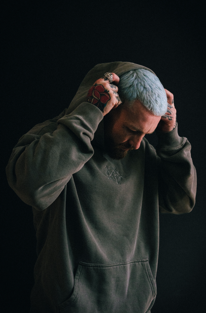 SLAM FADED GREY EMBROIDERED HOODIE