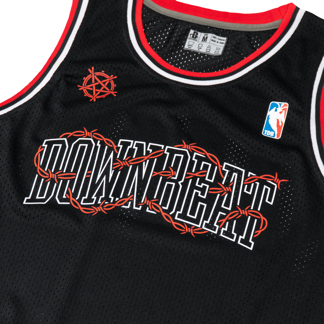 VARSITY BARBWIRE BASKETBALL JERSEY (BLACK/RED)